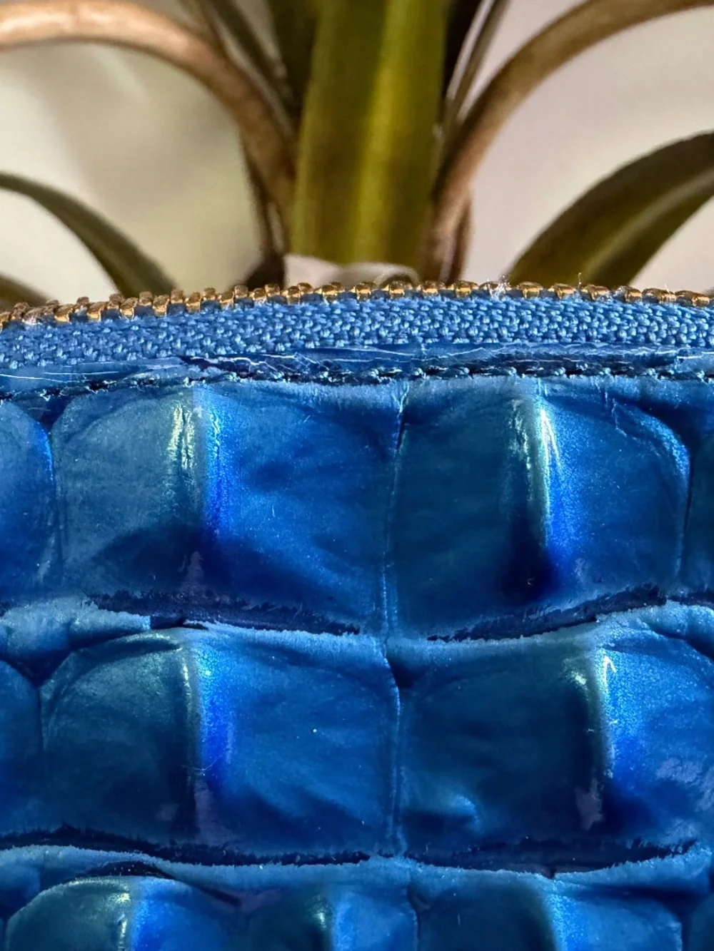 💙 Brahmin Sample 'Electric' Blue Tina Zippered Make Up Bag Pouch Clutch 💙 READ